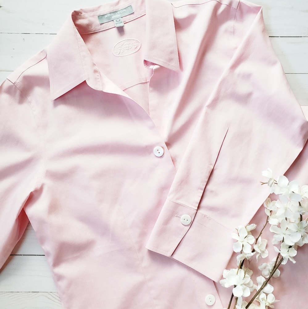 Foxcroft Pink Button Up Blouse Size 8